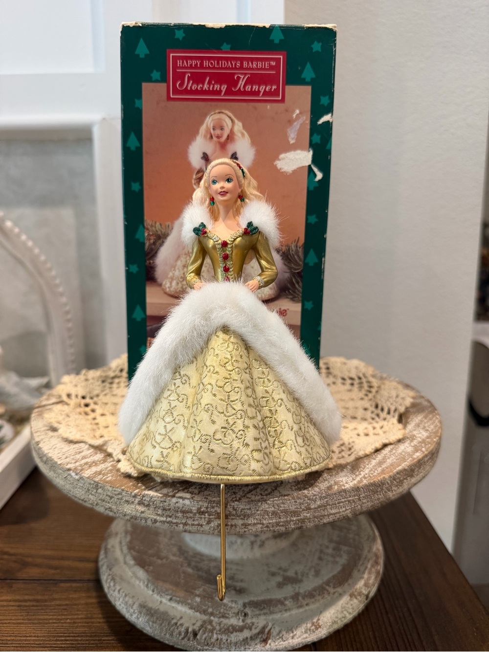 Happy Holidays Barbie Stocking Hanger - Hallmark - 1995